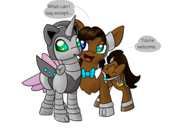 Size: 1024x768 | Tagged: safe, artist:usagi-zakura, imported from derpibooru, oc, oc:mister clever, cyborg, pony, duo, moana, you're welcome