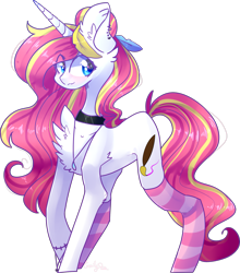 Size: 1663x1889 | Tagged: safe, artist:emily-826, imported from derpibooru, oc, oc only, oc:pink lovely neko, pony, unicorn, clothes, female, mare, simple background, socks, solo, striped socks, transparent background