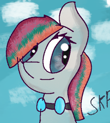 Size: 390x437 | Tagged: safe, artist:sketchpon, imported from derpibooru, oc, oc only, pony, bust, cloud, goggles, portrait, sky, solo