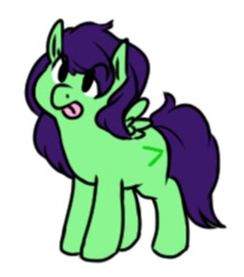 Size: 498x566 | Tagged: safe, artist:breezietype, imported from derpibooru, oc, oc only, oc:implicita, pegasus, pony, /mlp/, doodle, female, filly, needs more blur, offspring, simple background, solo, tongue out, white background