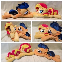 Size: 1280x1280 | Tagged: safe, artist:equinepalette, imported from derpibooru, flash sentry, sunset shimmer, pony, beanie (plushie), female, flashimmer, irl, male, photo, plushie, shipping, straight