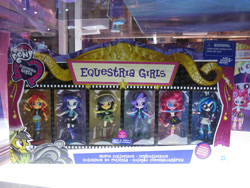 Size: 960x720 | Tagged: safe, imported from derpibooru, daring do, dj pon-3, pinkie pie, rarity, starlight glimmer, sunset shimmer, vinyl scratch, equestria girls, doll, equestria girls minis, irl, package, photo, sdcc 2017, toy