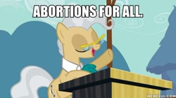 Size: 600x337 | Tagged: safe, edit, edited screencap, imported from derpibooru, screencap, mayor mare, earth pony, pony, the last roundup, eyes closed, female, image macro, mare, meme, memeful.com, politics, the simpsons, treehouse of horror