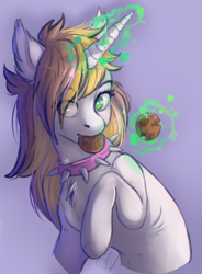 Size: 636x863 | Tagged: safe, artist:1an1, imported from derpibooru, pony, choker, collar, cookie, food, magic, spiked choker