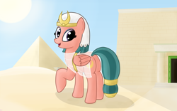 Size: 1920x1200 | Tagged: safe, artist:sutekh94, imported from derpibooru, somnambula, pegasus, pony, spoiler:s07, building, clothes, egyptian, female, mare, open mouth, plot, pyramid, see-through, solo