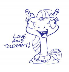 Size: 1523x1580 | Tagged: safe, artist:dilarus, deleted from derpibooru, imported from derpibooru, twilight sparkle, pony, comic:the many faces of twilight sparkle, female, love and tolerate, monochrome, solo, stylistic suck, wat