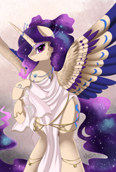 Size: 1726x2550 | Tagged: safe, artist:pridark, imported from derpibooru, oc, oc only, alicorn, pony, alicorn oc, clothes, commission, crescent moon, female, mare, moon, mother, solo, stars