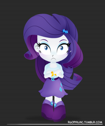 Size: 790x946 | Tagged: safe, artist:egophiliac, imported from derpibooru, rarity, equestria girls, chibi, female, frown, looking at you, simple background, solo