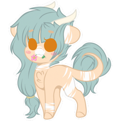 Size: 2048x2048 | Tagged: safe, artist:cinnamontee, imported from derpibooru, oc, oc only, oc:forest keeper, earth pony, pony, chibi, female, high res, horns, mare, simple background, solo, transparent background