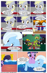 Size: 792x1224 | Tagged: safe, artist:dekomaru, artist:raimundo1941, imported from derpibooru, derpy hooves, trixie, twilight sparkle, pony, unicorn, comic, female, lesbian, mare, shipping, spanish, twixie