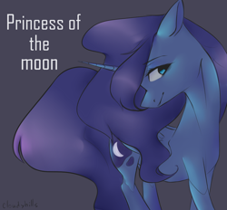 Size: 1400x1300 | Tagged: safe, artist:cloudyhills, imported from derpibooru, princess luna, alicorn, pony, art, best princess, cute, female, gray background, lunabetes, mare, simple background, smiling, solo