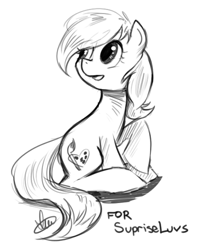 Size: 456x554 | Tagged: safe, artist:heart-of-stitches, imported from derpibooru, oc, oc only, oc:artistelle, earth pony, pony, female, mare, monochrome, sitting, solo