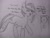 Size: 2560x1920 | Tagged: safe, artist:subimaru_kai, imported from derpibooru, oc, oc only, oc:snowy, pony, blank flank, brush, clothes, colt, foal, hairbrush, male, mindless self indulgence, monochrome, music, singing, socks, solo, speaker, speakers, stockings, striped socks, thigh highs, traditional art