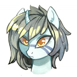 Size: 1494x1494 | Tagged: safe, artist:sapraitlond, imported from derpibooru, oc, oc only, pony, unicorn, bust, curved horn, female, mare, portrait, simple background, solo, white background