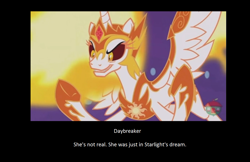 Size: 1145x744 | Tagged: safe, edit, edited screencap, imported from derpibooru, screencap, daybreaker, pony, a royal problem, arguments on the comments, discussion in the comments, implied starlight glimmer, op has a point