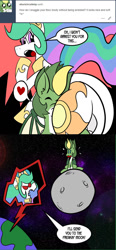 Size: 576x1246 | Tagged: safe, artist:pembroke, imported from derpibooru, princess celestia, oc, oc:short circuit, alicorn, pony, angry, bottom heavy, moon, sunbutt, thiklestia, to the moon