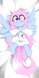 Size: 4000x8000 | Tagged: safe, artist:fullmetalpikmin, imported from derpibooru, oc, oc only, oc:rickety rails, pegasus, pony, clothes, on back, oversized clothes, shirt