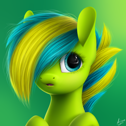 Size: 1600x1600 | Tagged: safe, artist:luminousdazzle, imported from derpibooru, oc, oc only, oc:lucid dazzle, pony, hair over one eye, solo