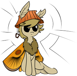 Size: 3006x2958 | Tagged: safe, artist:plone, artist:whydomenhavenipples, imported from derpibooru, oc, oc only, oc:lamp, mothpony, original species, hat, lampshade, lampshade hat, solo