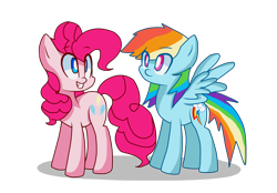 Size: 3600x2500 | Tagged: safe, artist:marymintgreen, imported from derpibooru, pinkie pie, rainbow dash, earth pony, pegasus, pony, cute, dashabetes, diapinkes, female, high res, mare, simple background, smiling, transparent background