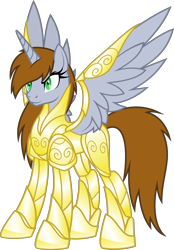 Size: 4187x6000 | Tagged: safe, artist:magister39, imported from derpibooru, oc, oc only, oc:littlepip, alicorn, pony, fallout equestria, absurd resolution, alicorn oc, alicornified, alternate universe, armor, fanfic, fanfic art, female, hooves, horn, mare, power armor, race swap, simple background, solo, species swap, spread wings, transparent background, wings