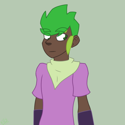 Size: 844x844 | Tagged: safe, artist:moonakart13, artist:moonaknight13, imported from derpibooru, spike, human, bandana, clothes, dark skin, gloves, human spike, humanized, male, solo