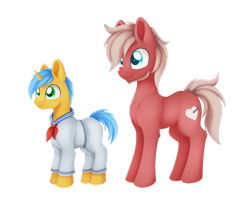 Size: 1024x873 | Tagged: safe, artist:dusthiel, imported from derpibooru, oc, oc only, oc:cold hooves, oc:zephoryn, earth pony, pony, unicorn, clothes, colt, male, sailor uniform, simple background, stallion, transparent background