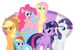 Size: 1024x692 | Tagged: safe, imported from derpibooru, applejack, fluttershy, pinkie pie, rainbow dash, rarity, twilight sparkle, pony, mane six, simple background, transparent background