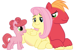 Size: 1024x684 | Tagged: safe, artist:saukapie, imported from derpibooru, big macintosh, fluttershy, oc, pony, female, fluttermac, male, offspring, parent:big macintosh, parent:fluttershy, parents:fluttermac, pregnant, shipping, straight