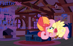 Size: 1374x864 | Tagged: safe, artist:sarahstubbs, imported from derpibooru, big macintosh, fluttershy, pony, female, fluttermac, male, shipping, straight