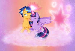 Size: 2220x1505 | Tagged: safe, artist:bigpurplemuppet99, imported from derpibooru, flash sentry, twilight sparkle, alicorn, pegasus, pony, couple, female, flashlight, male, shipping, straight, twilight sparkle (alicorn)