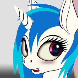 Size: 650x650 | Tagged: safe, artist:styroponyworks, imported from derpibooru, dj pon-3, vinyl scratch, pony, blushing, wip