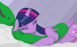 Size: 1500x916 | Tagged: safe, artist:yukkuripalehorse, imported from derpibooru, twilight sparkle, oc, oc:anon, alicorn, human, pony, bed, cuddling, cute, human male, human on pony snuggling, lying, lying on top of someone, male, on back, sleeping, snuggling, twiabetes, twilight sparkle (alicorn)