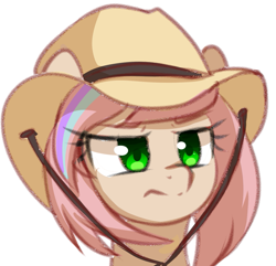 Size: 969x936 | Tagged: safe, artist:verawitch, deleted from derpibooru, imported from derpibooru, oc, oc only, oc:sweet skies, pony, bust, female, hat, mare, portrait, simple background, solo, white background