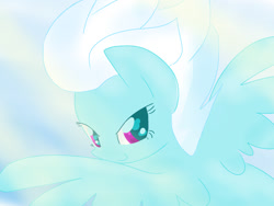 Size: 1024x768 | Tagged: safe, artist:andromedasparkz, imported from derpibooru, fleetfoot, pegasus, pony, female, flying, looking at you, looking back, looking back at you, mare, smiling, smirk, solo