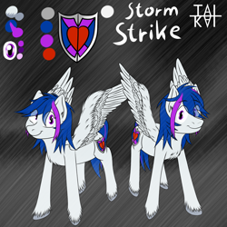 Size: 2000x2000 | Tagged: safe, artist:tai kai, imported from derpibooru, oc, oc only, oc:storm strike, pegasus, pony, blue mane, digital art, female, male, mare, r63 paradox, reference sheet, rule 63, stallion, story in the source