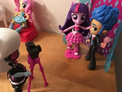 Size: 4032x3024 | Tagged: safe, artist:crazybeast, imported from derpibooru, flash sentry, fluttershy, photo finish, twilight sparkle, equestria girls, camera, doll, equestria girls minis, eqventures of the minis, female, flashlight, irl, male, photo, shipping, straight, toy