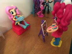 Size: 4032x3024 | Tagged: safe, artist:crazybeast, imported from derpibooru, fluttershy, pinkie pie, equestria girls, doll, equestria girls minis, eqventures of the minis, irl, paint, paintbrush, painting, photo, toy