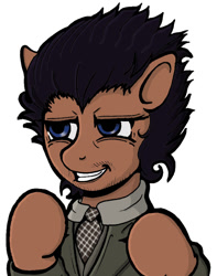 Size: 630x800 | Tagged: safe, artist:lavosvsbahamut, imported from derpibooru, alien, changeling, pony, ancient aliens, ancient humans, clothes, colored, giorgio a. tsoukalos, male, necktie, ponified, shirt, solo, stallion