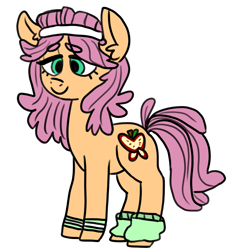 Size: 881x934 | Tagged: safe, artist:sodaaz, imported from derpibooru, oc, oc only, oc:monarch apple, pony, apple family, ear fluff, headband, leg warmers, magical lesbian spawn, next generation, offspring, parent:applejack, parent:fluttershy, parents:appleshy, simple background, white background