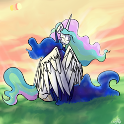 Size: 1200x1200 | Tagged: dead source, safe, artist:greyscaleart, imported from derpibooru, princess celestia, princess luna, alicorn, pony, cute, eyes closed, hug, royal sisters, winghug