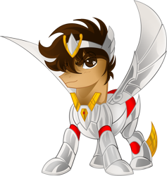 Size: 1519x1601 | Tagged: safe, artist:kenuma, imported from derpibooru, pegasus, pony, armor, crossover, duty, pegasus seiya, saint seiya