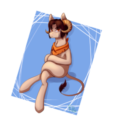 Size: 2100x2300 | Tagged: safe, artist:shiro-roo, imported from derpibooru, oc, oc only, pony, aries, crossed legs, horoscope, ponified, solo, zodiac