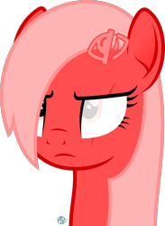 Size: 1400x1915 | Tagged: safe, artist:arifproject, edit, imported from derpibooru, oc, oc only, oc:downvote, oc:hide, earth pony, pony, derpibooru, blind eye, bust, derpibooru ponified, edgy, eye scar, frown, hair over one eye, hairclip, hide, meta, ponified, portrait, scar, simple background, solo, the day downvote died, transparent background, unamused, vector