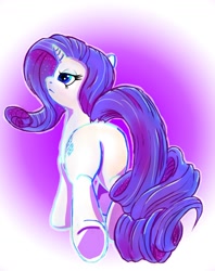 Size: 1440x1819 | Tagged: safe, artist:limply_swamp, imported from derpibooru, rarity, pony, unicorn, butt, female, gradient background, mare, plot, rear view, rearity, solo, underhoof