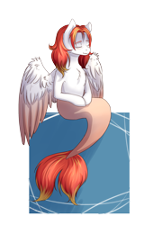 Size: 1800x2500 | Tagged: safe, artist:shiro-roo, imported from derpibooru, oc, oc only, merpony, pegasus, pony, eyes closed, horoscope, pisces, ponified, solo, zodiac