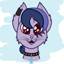 Size: 5000x5000 | Tagged: safe, artist:lucky_night, imported from derpibooru, oc, oc only, oc:shadow music, pony, absurd resolution, cat ears, chibi, cute, looking at you, metal, rock, smiley face, smiling, solo