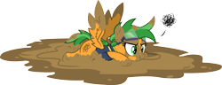 Size: 3542x1366 | Tagged: safe, artist:outlawedtofu, imported from derpibooru, oc, oc only, oc:atom smasher, pegasus, pony, fallout equestria, fallout equestria: duck and cover, angry, faceplant, goggles, mud, muddy, scrunchy face, simple background, transparent background, vector