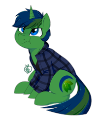 Size: 1300x1600 | Tagged: safe, artist:notenoughapples, imported from derpibooru, oc, oc only, oc:mint eclipse, pony, unicorn, clothes, commission, flannel, male, scrunchy face, shirt, simple background, solo, stallion, transparent background