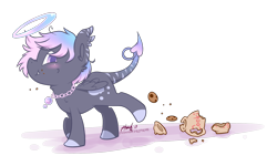 Size: 2241x1345 | Tagged: safe, artist:midnightpremiere, imported from derpibooru, oc, oc only, oc:geli shine, pony, cookie, cookie jar, cute, food, side view, solo